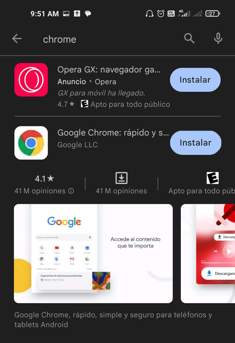 Descargar Chrome en mi teléfono